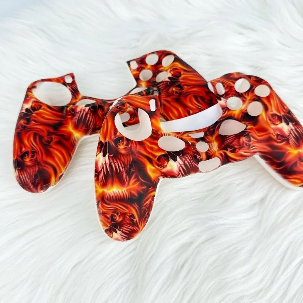 PS4 Controller Silicone Skins Bundle of 2 Red Skull